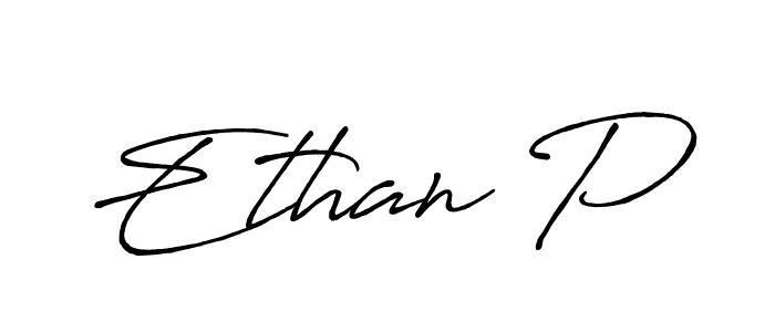 Ethan P stylish signature style. Best Handwritten Sign (Antro_Vectra_Bolder) for my name. Handwritten Signature Collection Ideas for my name Ethan P. Ethan P signature style 7 images and pictures png