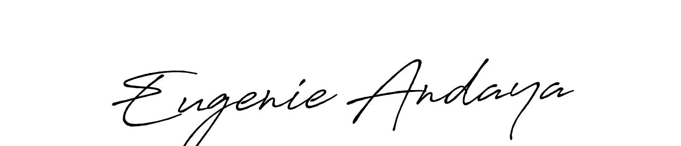 How to make Eugenie Andaya name signature. Use Antro_Vectra_Bolder style for creating short signs online. This is the latest handwritten sign. Eugenie Andaya signature style 7 images and pictures png