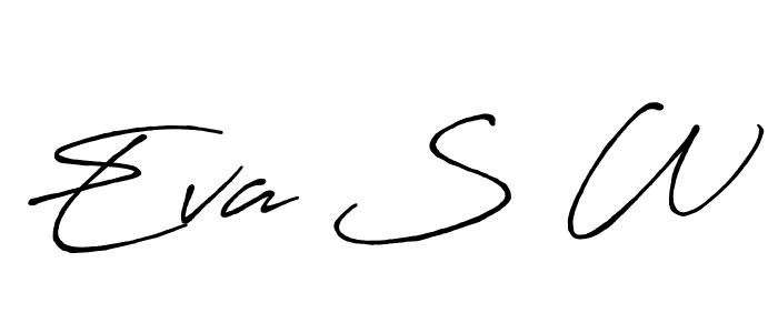 How to make Eva S W name signature. Use Antro_Vectra_Bolder style for creating short signs online. This is the latest handwritten sign. Eva S W signature style 7 images and pictures png