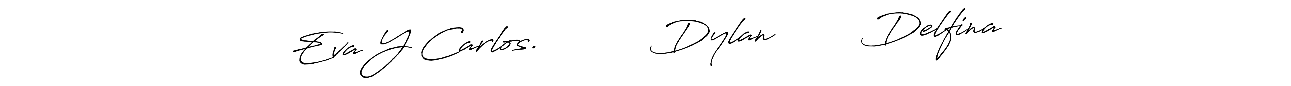 Create a beautiful signature design for name Eva Y Carlos.           Dylan         Delfina. With this signature (Antro_Vectra_Bolder) fonts, you can make a handwritten signature for free. Eva Y Carlos.           Dylan         Delfina signature style 7 images and pictures png