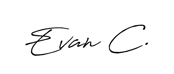 The best way (Antro_Vectra_Bolder) to make a short signature is to pick only two or three words in your name. The name Evan C. include a total of six letters. For converting this name. Evan C. signature style 7 images and pictures png