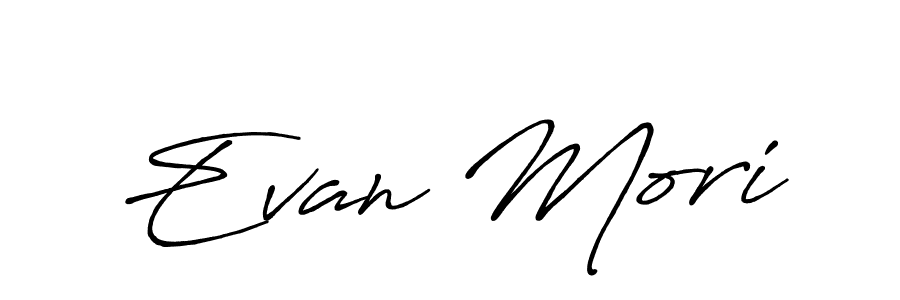 Evan Mori stylish signature style. Best Handwritten Sign (Antro_Vectra_Bolder) for my name. Handwritten Signature Collection Ideas for my name Evan Mori. Evan Mori signature style 7 images and pictures png