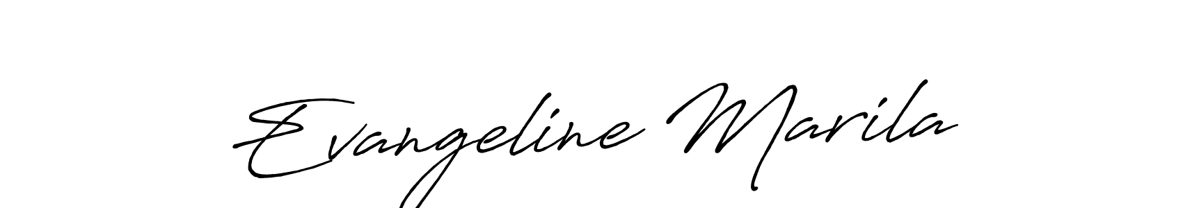 Make a beautiful signature design for name Evangeline Marila. With this signature (Antro_Vectra_Bolder) style, you can create a handwritten signature for free. Evangeline Marila signature style 7 images and pictures png