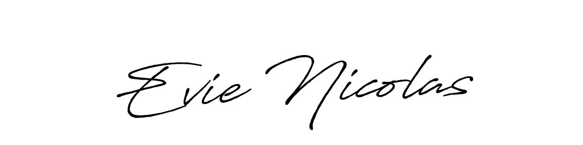 Evie Nicolas stylish signature style. Best Handwritten Sign (Antro_Vectra_Bolder) for my name. Handwritten Signature Collection Ideas for my name Evie Nicolas. Evie Nicolas signature style 7 images and pictures png