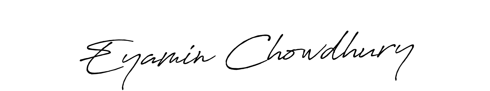if you are searching for the best signature style for your name Eyamin Chowdhury. so please give up your signature search. here we have designed multiple signature styles  using Antro_Vectra_Bolder. Eyamin Chowdhury signature style 7 images and pictures png