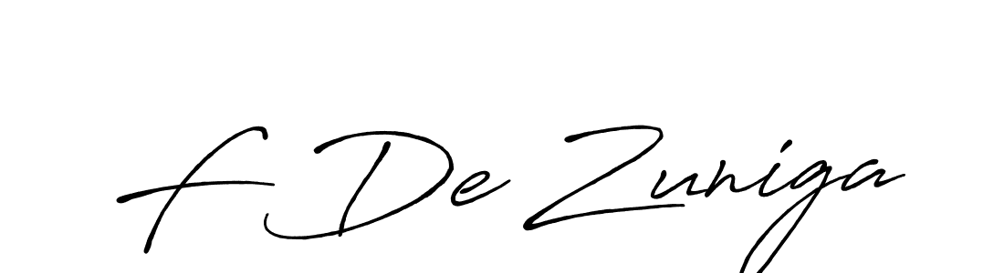 F De Zuniga stylish signature style. Best Handwritten Sign (Antro_Vectra_Bolder) for my name. Handwritten Signature Collection Ideas for my name F De Zuniga. F De Zuniga signature style 7 images and pictures png