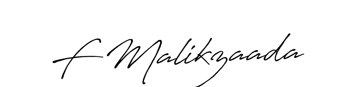 Make a beautiful signature design for name F Malikzaada. With this signature (Antro_Vectra_Bolder) style, you can create a handwritten signature for free. F Malikzaada signature style 7 images and pictures png