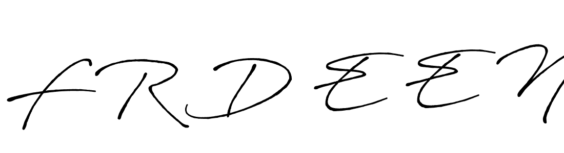 The best way (Antro_Vectra_Bolder) to make a short signature is to pick only two or three words in your name. The name F R D E E N include a total of six letters. For converting this name. F R D E E N signature style 7 images and pictures png