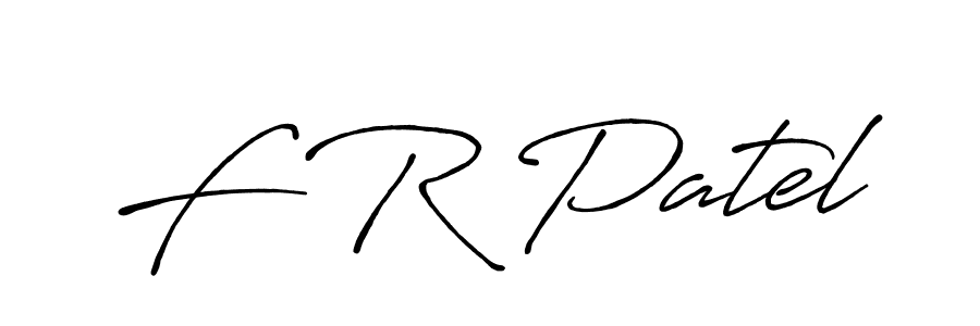 The best way (Antro_Vectra_Bolder) to make a short signature is to pick only two or three words in your name. The name F R Patel include a total of six letters. For converting this name. F R Patel signature style 7 images and pictures png