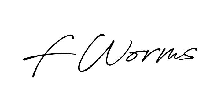 Use a signature maker to create a handwritten signature online. With this signature software, you can design (Antro_Vectra_Bolder) your own signature for name F Worms. F Worms signature style 7 images and pictures png