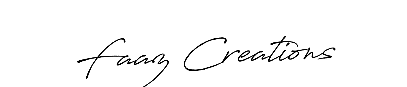 Use a signature maker to create a handwritten signature online. With this signature software, you can design (Antro_Vectra_Bolder) your own signature for name Faaz Creations. Faaz Creations signature style 7 images and pictures png