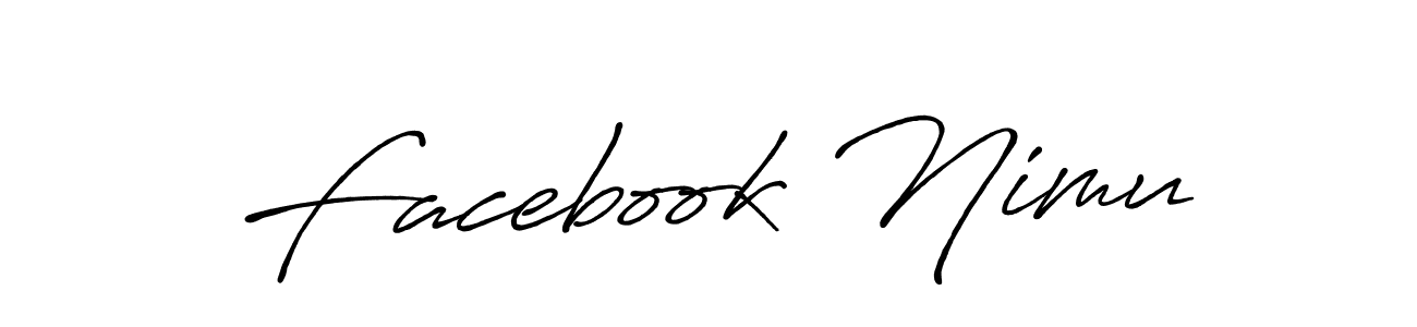 Use a signature maker to create a handwritten signature online. With this signature software, you can design (Antro_Vectra_Bolder) your own signature for name Facebook Nimu. Facebook Nimu signature style 7 images and pictures png