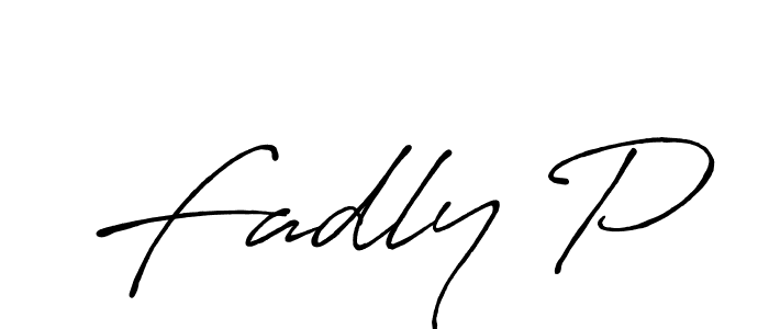 Make a beautiful signature design for name Fadly P. With this signature (Antro_Vectra_Bolder) style, you can create a handwritten signature for free. Fadly P signature style 7 images and pictures png