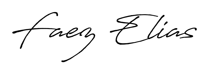 A classic penmanship look for Faez Elias. The Antro_Vectra_Bolder font brings timeless elegance and confidence to every signed document. Faez Elias signature style 7 images and pictures png