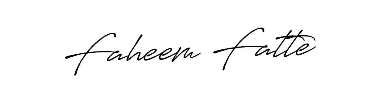 How to make Faheem Fatte name signature. Use Antro_Vectra_Bolder style for creating short signs online. This is the latest handwritten sign. Faheem Fatte signature style 7 images and pictures png