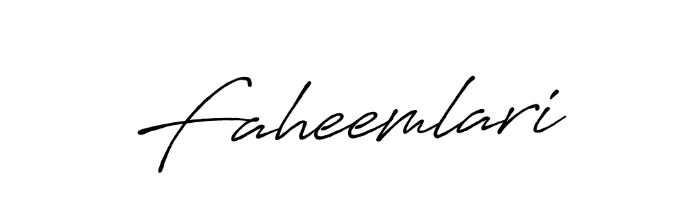 Use a signature maker to create a handwritten signature online. With this signature software, you can design (Antro_Vectra_Bolder) your own signature for name Faheemlari. Faheemlari signature style 7 images and pictures png