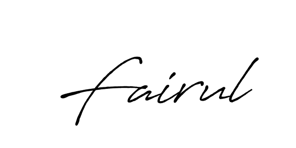 if you are searching for the best signature style for your name Fairul. so please give up your signature search. here we have designed multiple signature styles  using Antro_Vectra_Bolder. Fairul signature style 7 images and pictures png