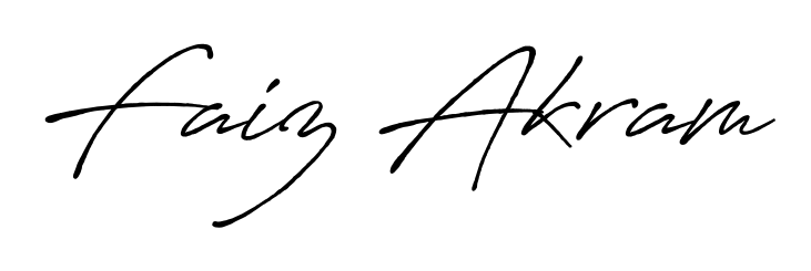 The Antro_Vectra_Bolder typeface gives name Faiz Akram a refined look. Suitable for certificates, diplomas, and official verification. Faiz Akram signature style 7 images and pictures png
