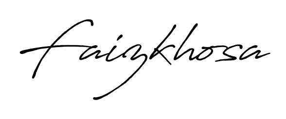 Looking for an artistic signature for Faizkhosa? The Antro_Vectra_Bolder calligraphy style gives a sophisticated flow suitable for business cards and emails. Faizkhosa signature style 7 images and pictures png