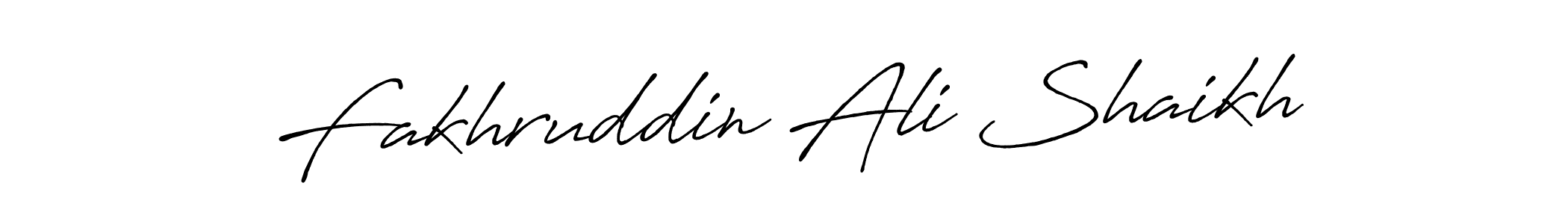 How to make Fakhruddin Ali Shaikh name signature. Use Antro_Vectra_Bolder style for creating short signs online. This is the latest handwritten sign. Fakhruddin Ali Shaikh signature style 7 images and pictures png