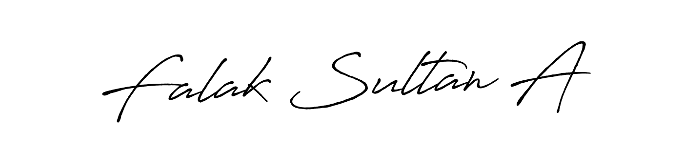 Make a beautiful signature design for name Falak Sultan A. With this signature (Antro_Vectra_Bolder) style, you can create a handwritten signature for free. Falak Sultan A signature style 7 images and pictures png
