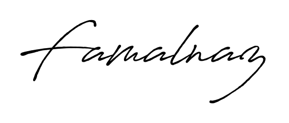 Try this chic Famalnaz handwritten sign style. Using Antro_Vectra_Bolder font elements, it gives your name a sleek, memorable identity. Famalnaz signature style 7 images and pictures png