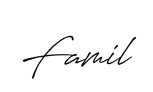 Famil stylish signature style. Best Handwritten Sign (Antro_Vectra_Bolder) for my name. Handwritten Signature Collection Ideas for my name Famil. Famil signature style 7 images and pictures png