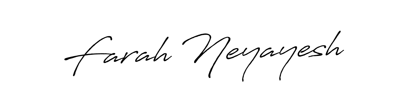 Make a beautiful signature design for name Farah Neyayesh. With this signature (Antro_Vectra_Bolder) style, you can create a handwritten signature for free. Farah Neyayesh signature style 7 images and pictures png