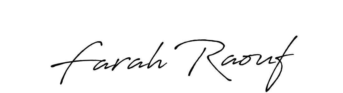 How to make Farah Raouf name signature. Use Antro_Vectra_Bolder style for creating short signs online. This is the latest handwritten sign. Farah Raouf signature style 7 images and pictures png