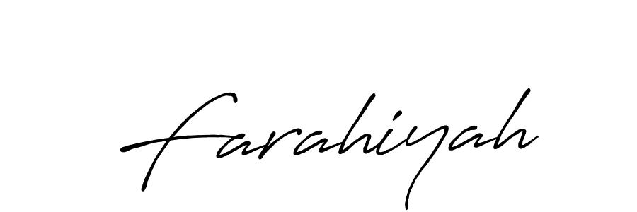 Create a beautiful signature design for name Farahiyah. With this signature (Antro_Vectra_Bolder) fonts, you can make a handwritten signature for free. Farahiyah signature style 7 images and pictures png