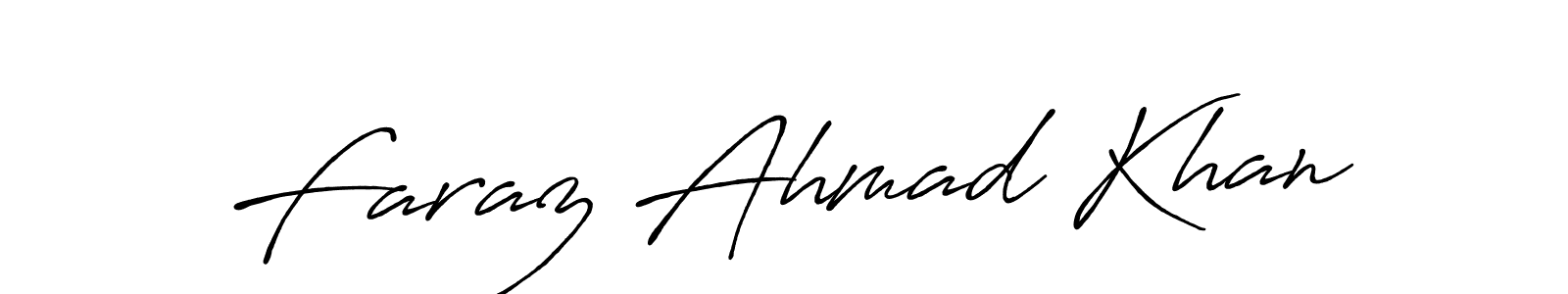 Make a beautiful signature design for name Faraz Ahmad Khan. With this signature (Antro_Vectra_Bolder) style, you can create a handwritten signature for free. Faraz Ahmad Khan signature style 7 images and pictures png