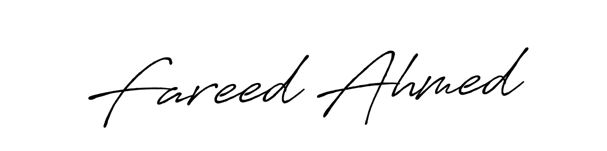 How to make Fareed Ahmed name signature. Use Antro_Vectra_Bolder style for creating short signs online. This is the latest handwritten sign. Fareed Ahmed signature style 7 images and pictures png