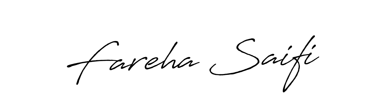 Make a beautiful signature design for name Fareha Saifi. With this signature (Antro_Vectra_Bolder) style, you can create a handwritten signature for free. Fareha Saifi signature style 7 images and pictures png