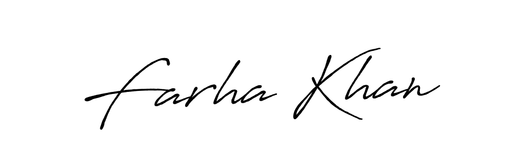 Create a beautiful signature design for name Farha Khan. With this signature (Antro_Vectra_Bolder) fonts, you can make a handwritten signature for free. Farha Khan signature style 7 images and pictures png