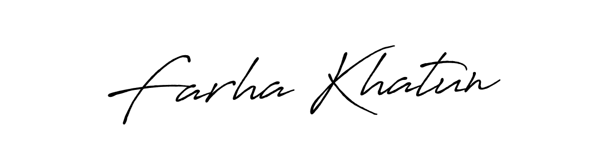 Design your own signature with our free online signature maker. With this signature software, you can create a handwritten (Antro_Vectra_Bolder) signature for name Farha Khatun. Farha Khatun signature style 7 images and pictures png