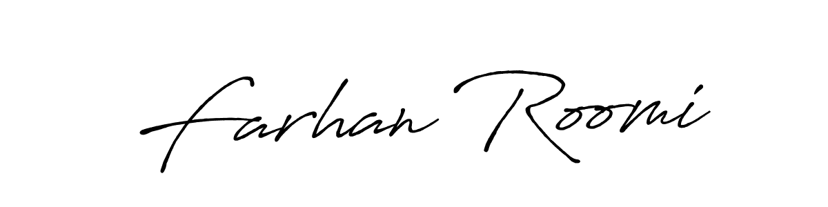 How to make Farhan Roomi name signature. Use Antro_Vectra_Bolder style for creating short signs online. This is the latest handwritten sign. Farhan Roomi signature style 7 images and pictures png
