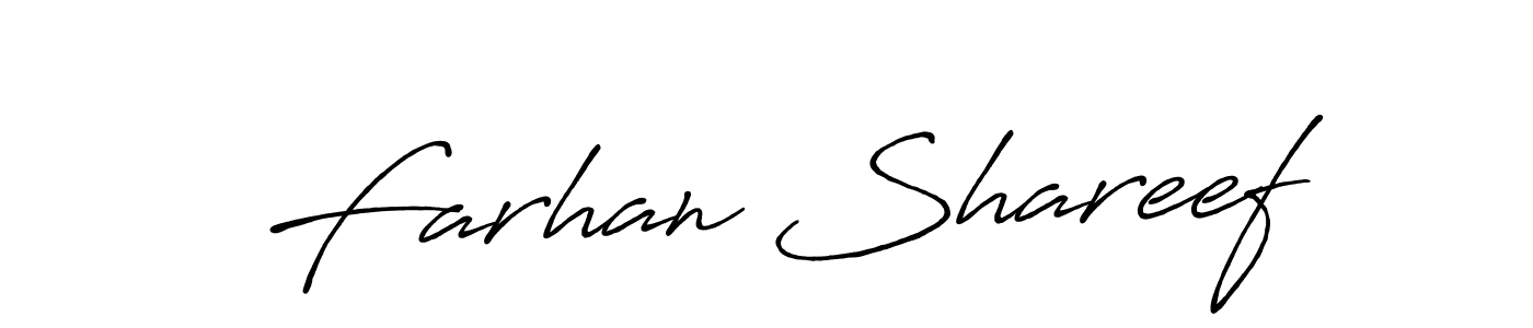 Make a beautiful signature design for name Farhan Shareef. With this signature (Antro_Vectra_Bolder) style, you can create a handwritten signature for free. Farhan Shareef signature style 7 images and pictures png