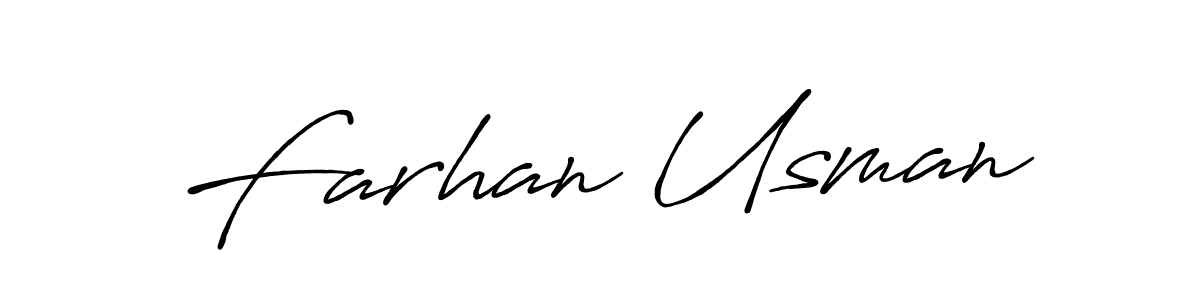 Use a signature maker to create a handwritten signature online. With this signature software, you can design (Antro_Vectra_Bolder) your own signature for name Farhan Usman. Farhan Usman signature style 7 images and pictures png