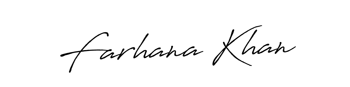 Create a beautiful signature design for name Farhana Khan. With this signature (Antro_Vectra_Bolder) fonts, you can make a handwritten signature for free. Farhana Khan signature style 7 images and pictures png