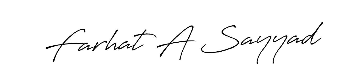 Make a beautiful signature design for name Farhat A Sayyad. With this signature (Antro_Vectra_Bolder) style, you can create a handwritten signature for free. Farhat A Sayyad signature style 7 images and pictures png