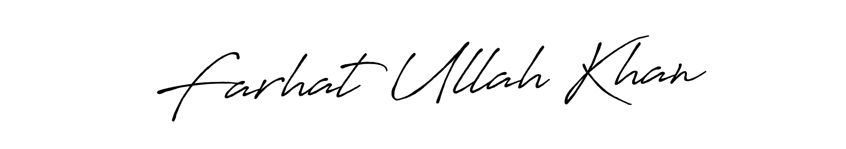 How to make Farhat Ullah Khan name signature. Use Antro_Vectra_Bolder style for creating short signs online. This is the latest handwritten sign. Farhat Ullah Khan signature style 7 images and pictures png