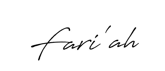 Use a signature maker to create a handwritten signature online. With this signature software, you can design (Antro_Vectra_Bolder) your own signature for name Fari'ah. Fari'ah signature style 7 images and pictures png