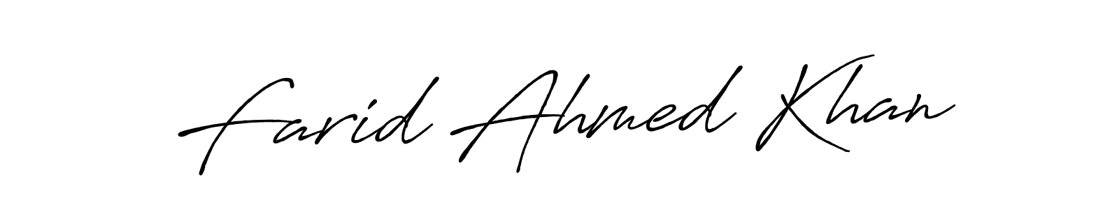 Use a signature maker to create a handwritten signature online. With this signature software, you can design (Antro_Vectra_Bolder) your own signature for name Farid Ahmed Khan. Farid Ahmed Khan signature style 7 images and pictures png
