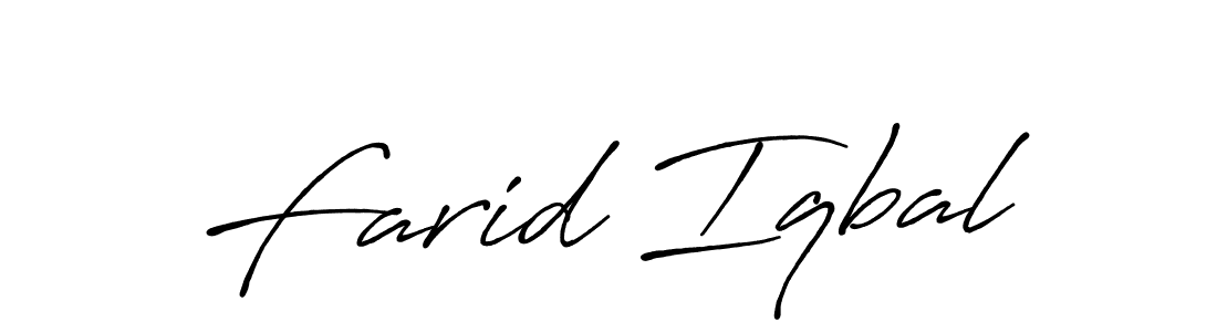 Make a beautiful signature design for name Farid Iqbal. With this signature (Antro_Vectra_Bolder) style, you can create a handwritten signature for free. Farid Iqbal signature style 7 images and pictures png