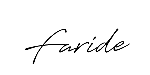 Create a beautiful signature design for name Faride. With this signature (Antro_Vectra_Bolder) fonts, you can make a handwritten signature for free. Faride signature style 7 images and pictures png