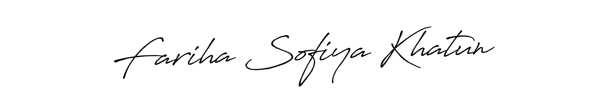 Make a beautiful signature design for name Fariha Sofiya Khatun. With this signature (Antro_Vectra_Bolder) style, you can create a handwritten signature for free. Fariha Sofiya Khatun signature style 7 images and pictures png