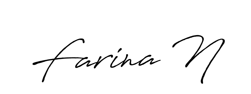 Similarly Antro_Vectra_Bolder is the best handwritten signature design. Signature creator online .You can use it as an online autograph creator for name Farina N. Farina N signature style 7 images and pictures png