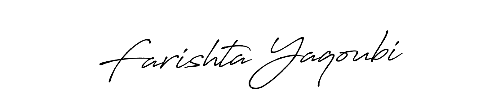 How to make Farishta Yaqoubi name signature. Use Antro_Vectra_Bolder style for creating short signs online. This is the latest handwritten sign. Farishta Yaqoubi signature style 7 images and pictures png