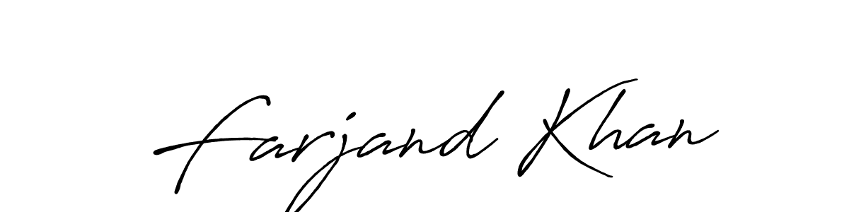 Make a beautiful signature design for name Farjand Khan. With this signature (Antro_Vectra_Bolder) style, you can create a handwritten signature for free. Farjand Khan signature style 7 images and pictures png