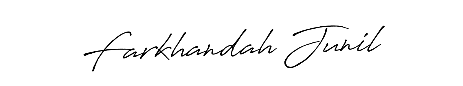 Make a beautiful signature design for name Farkhandah Junil. With this signature (Antro_Vectra_Bolder) style, you can create a handwritten signature for free. Farkhandah Junil signature style 7 images and pictures png